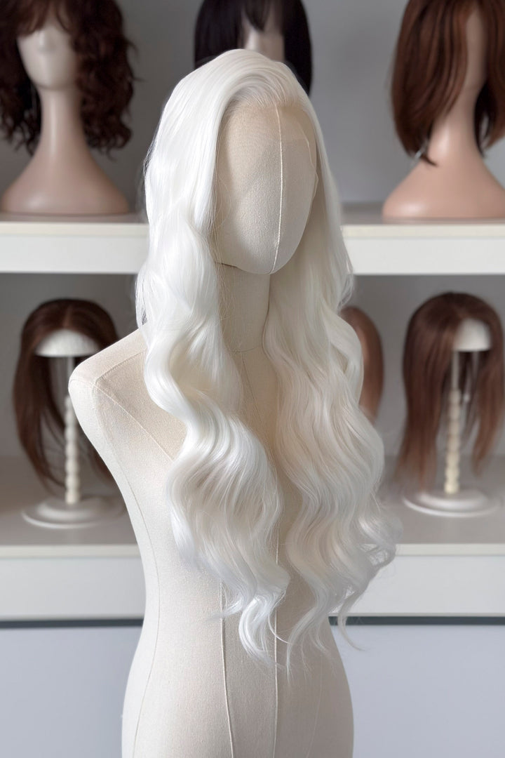 Pure White Wavy Lace Front Wig Ollie
