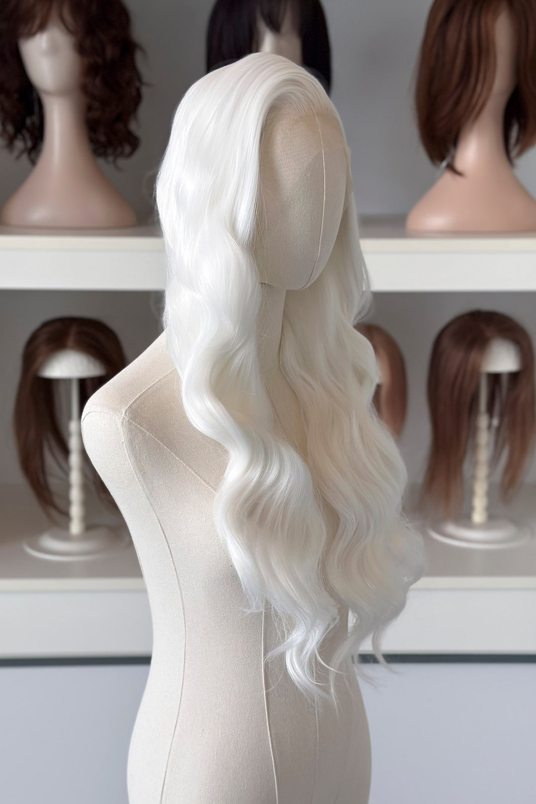 Pure White Wavy Lace Front Wig Ollie
