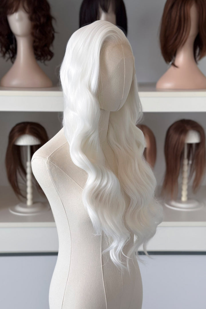 Pure White Wavy Lace Front Wig Ollie