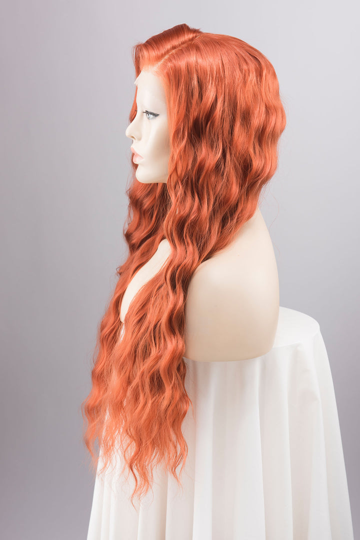 Auburn Red Wavy Lace Front Synthetic Wig Wig Roisin