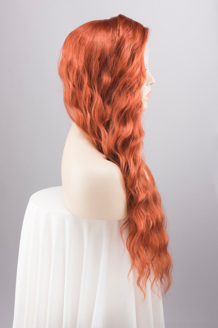 Auburn Red Wavy Lace Front Synthetic Wig Wig Roisin