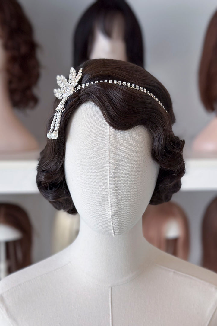 Flapper Headband- Rhinestone Headpiece with Pearls
