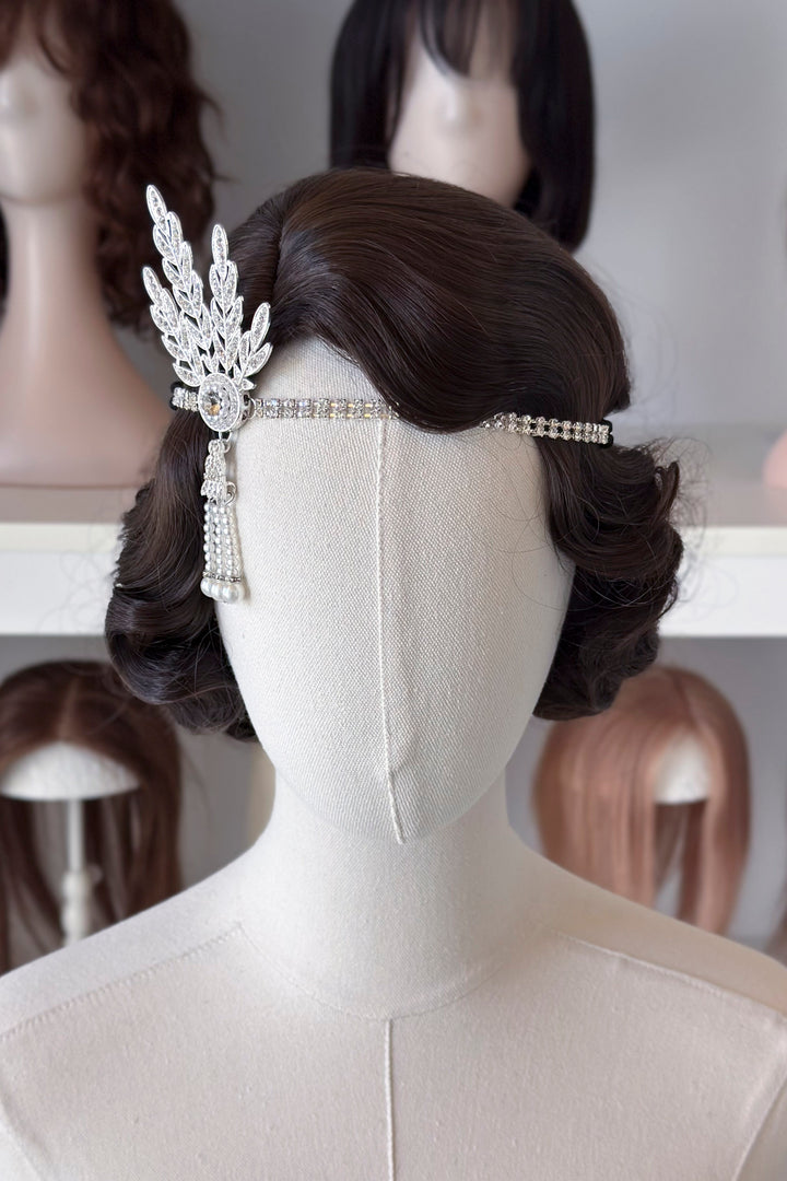 Flapper Headband- Rhinestone Headpiece with Pearls