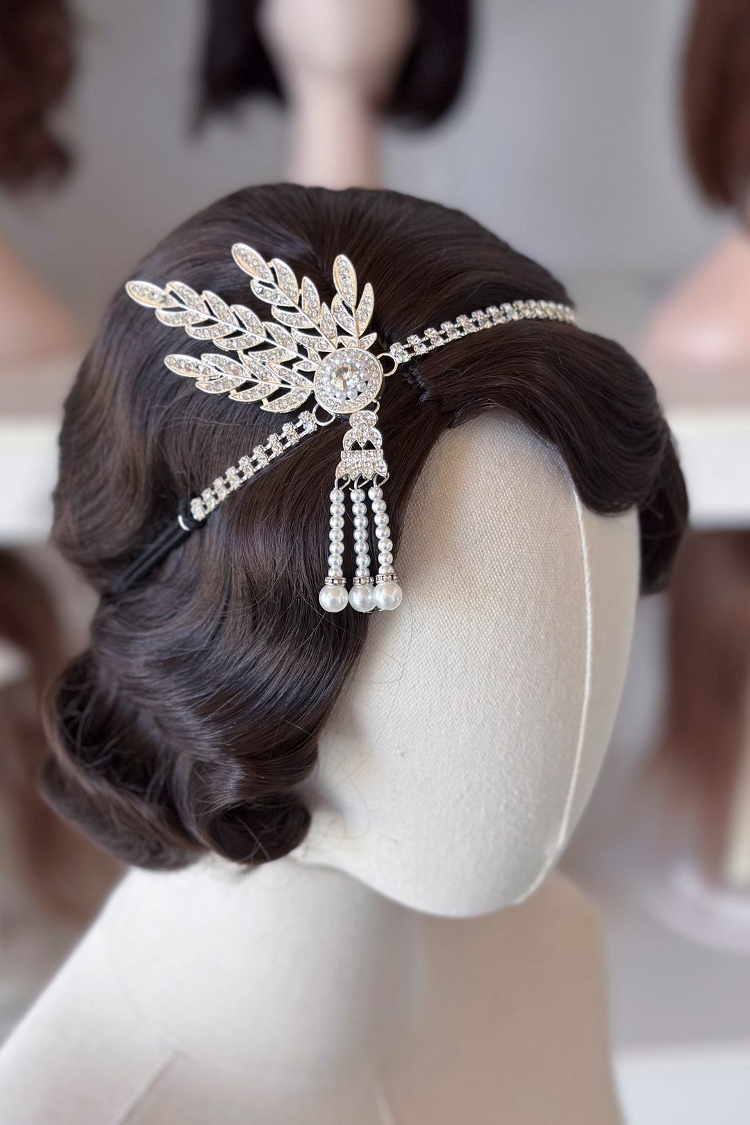 Flapper Headband- Rhinestone Headpiece with Pearls