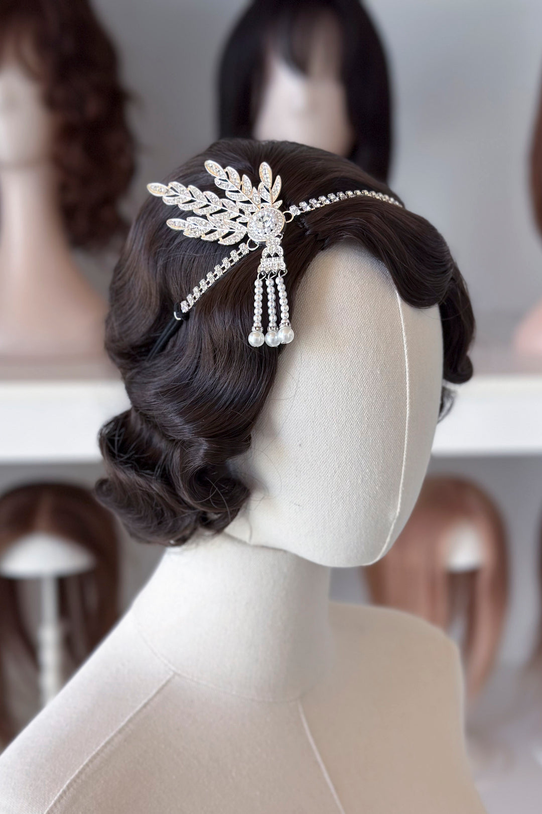 Flapper Headband- Rhinestone Headpiece with Pearls