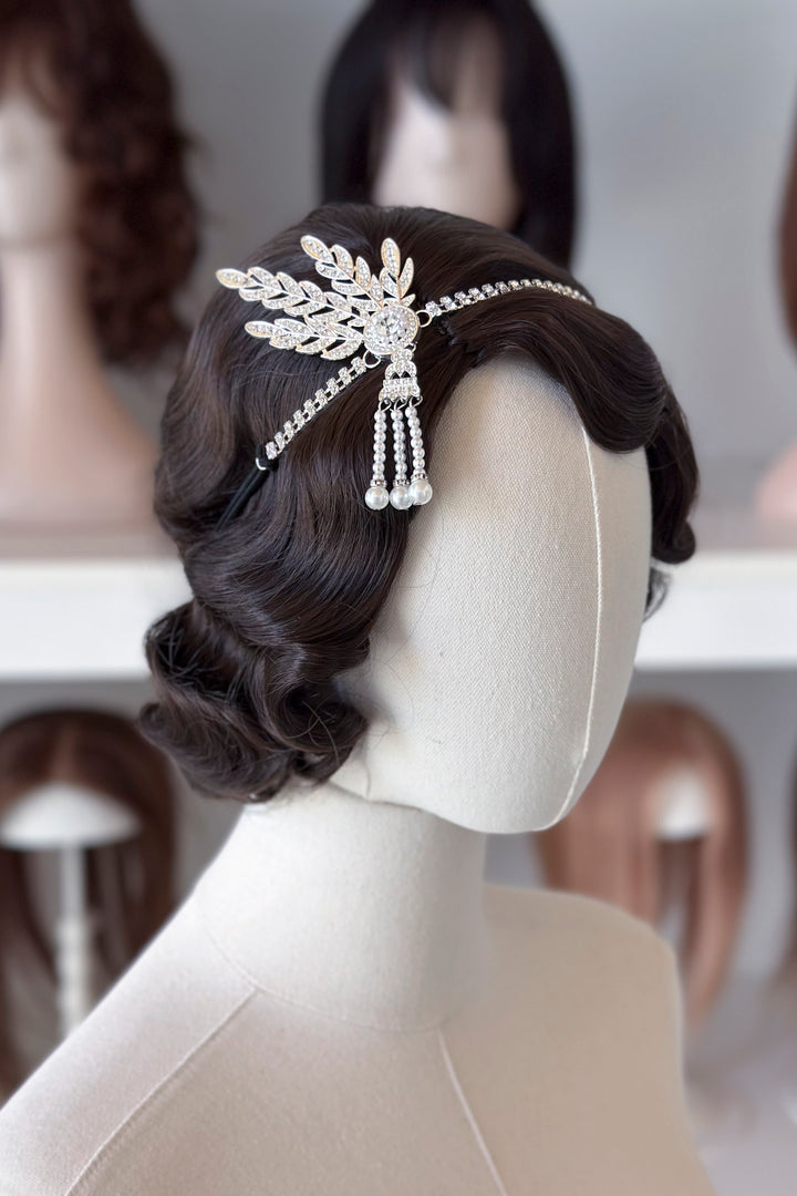 Flapper Headband- Rhinestone Headpiece with Pearls
