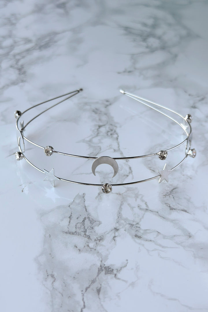 Celestial Star and Moon Headband with Rhinestones