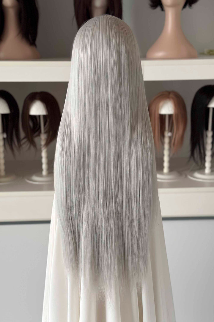 Silver Grey Long Straight Lace Front Wig Bjorn