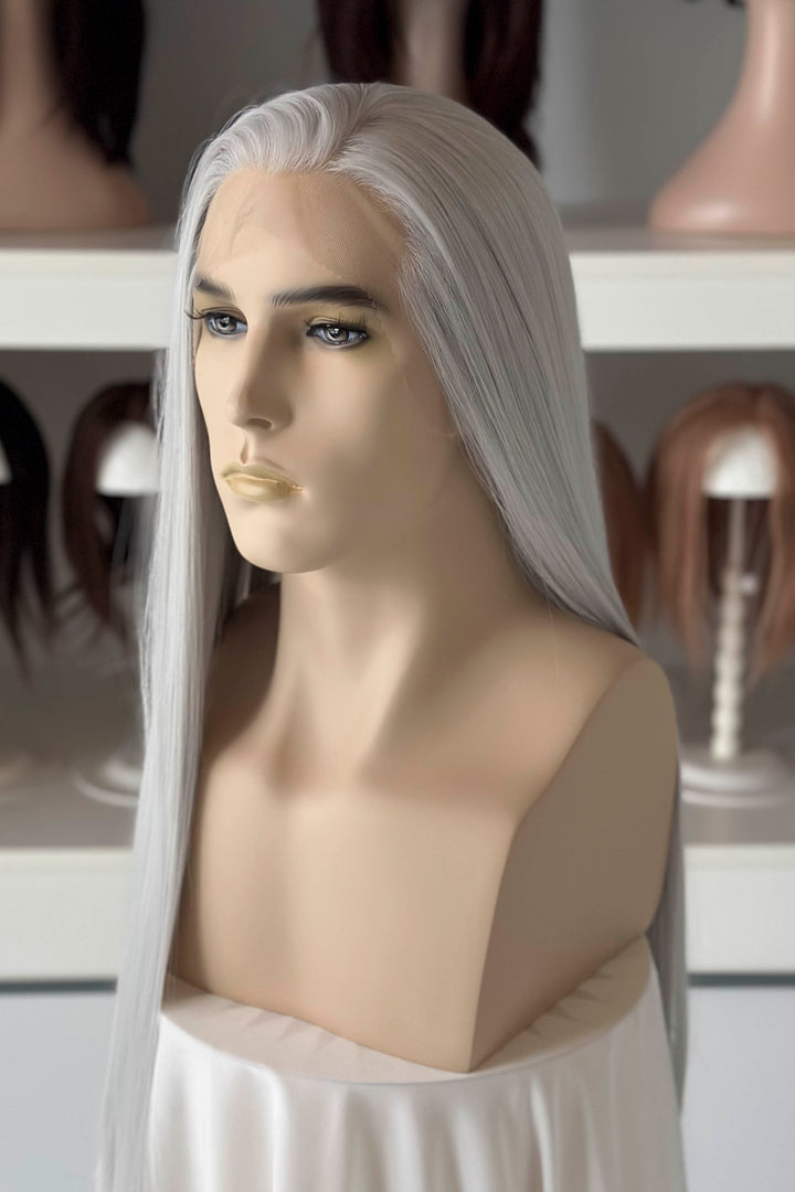 Silver Grey Long Straight Lace Front Wig Bjorn