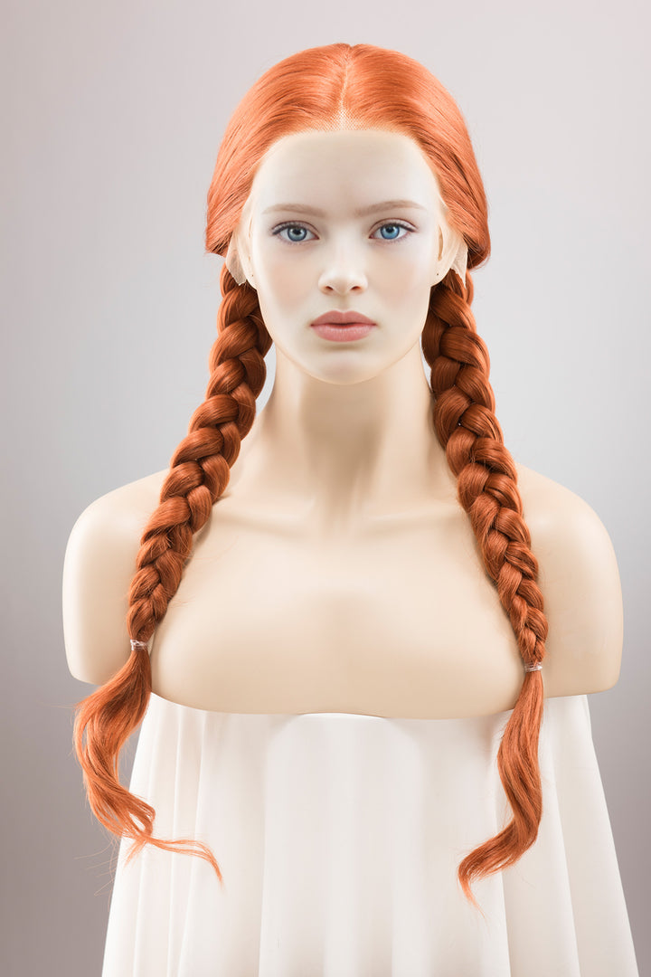Ginger Red Wavy Lace Front Synthetic Wig Max
