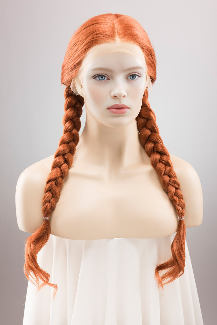 Ginger Red Wavy Lace Front Synthetic Wig Max
