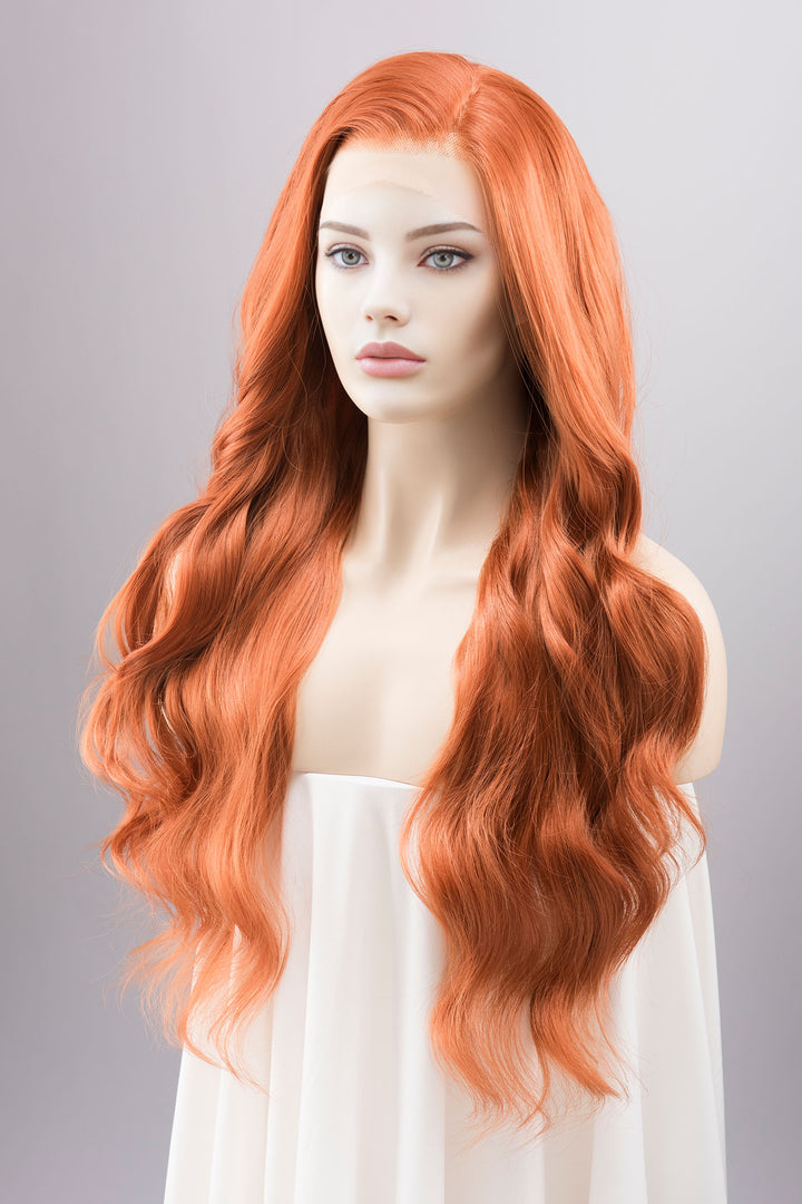 Ginger Red Wavy Lace Front Synthetic Wig Max