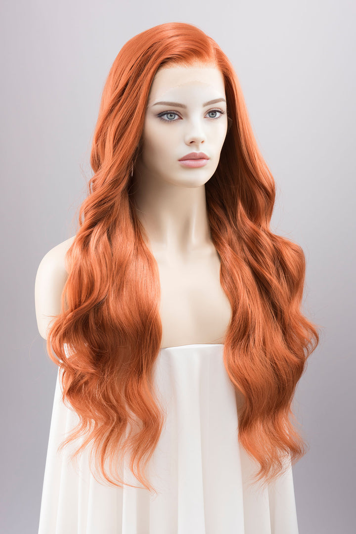 Ginger Red Wavy Lace Front Synthetic Wig Max