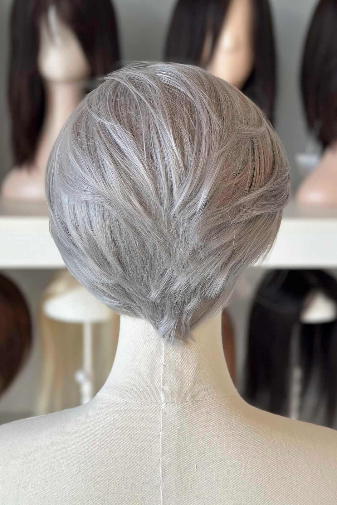 Platinum Silver Straight Short Lace Front Synthetic Wig Sylus