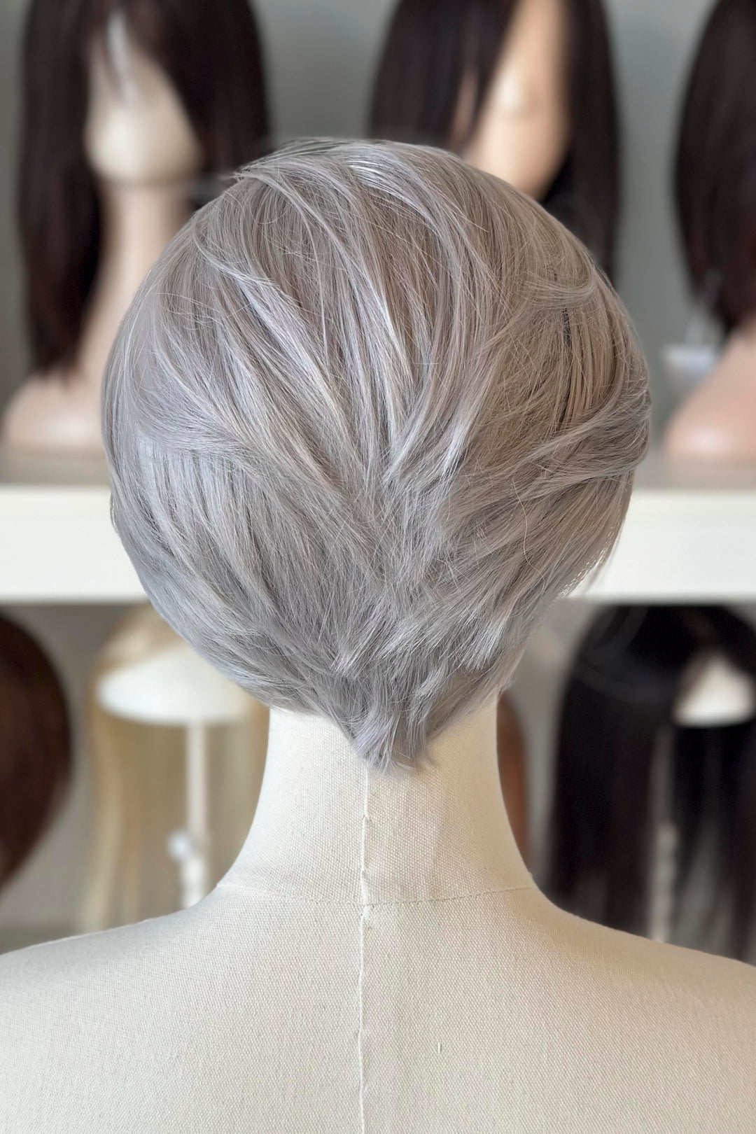 Platinum Silver Straight Short Lace Front Synthetic Wig Sylus