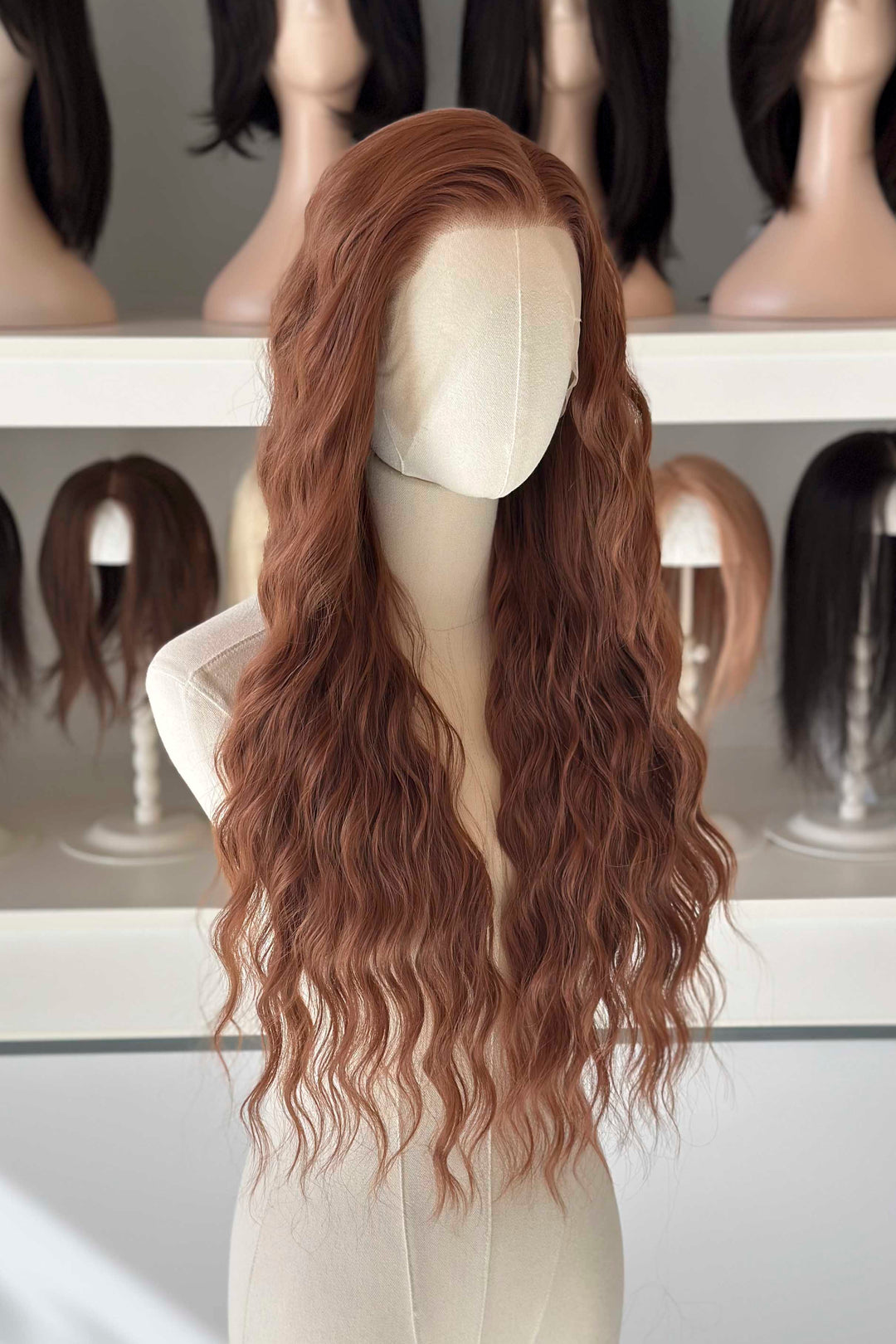 26" Wavy Copper Red Brown Lace Front Wig Tara