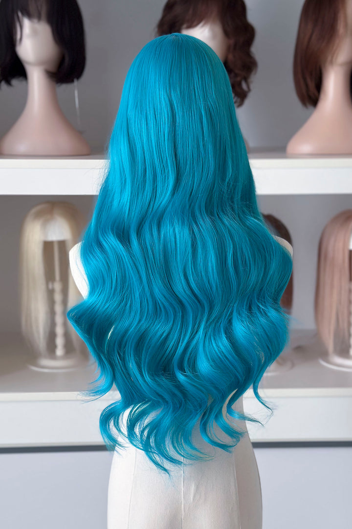 Teal Blue Wavy Lace Front Wig Darya