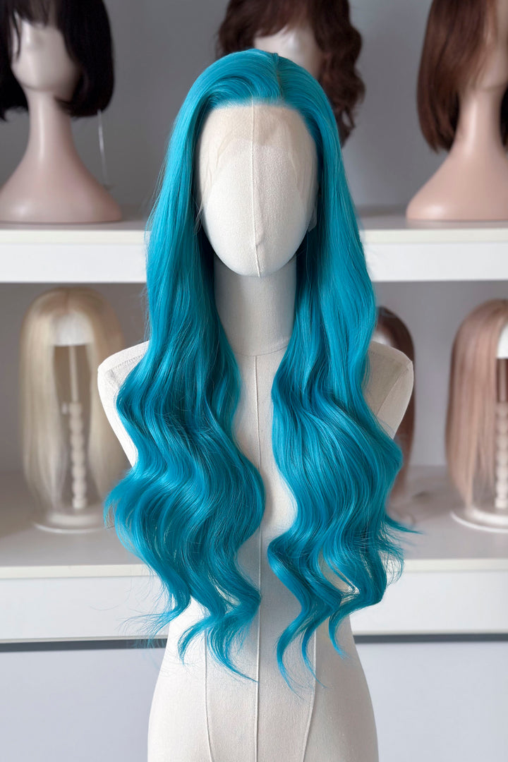 Teal Blue Wavy Lace Front Wig Darya