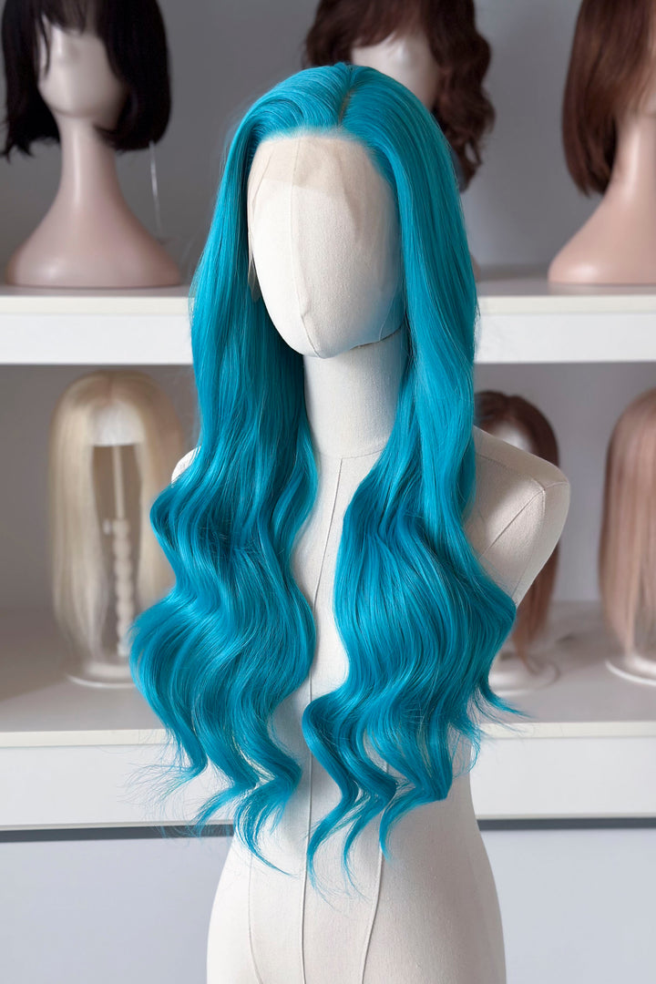 Teal Blue Wavy Lace Front Wig Darya