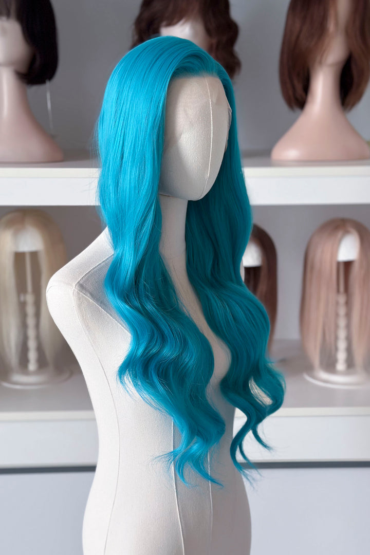 Teal Blue Wavy Lace Front Wig Darya