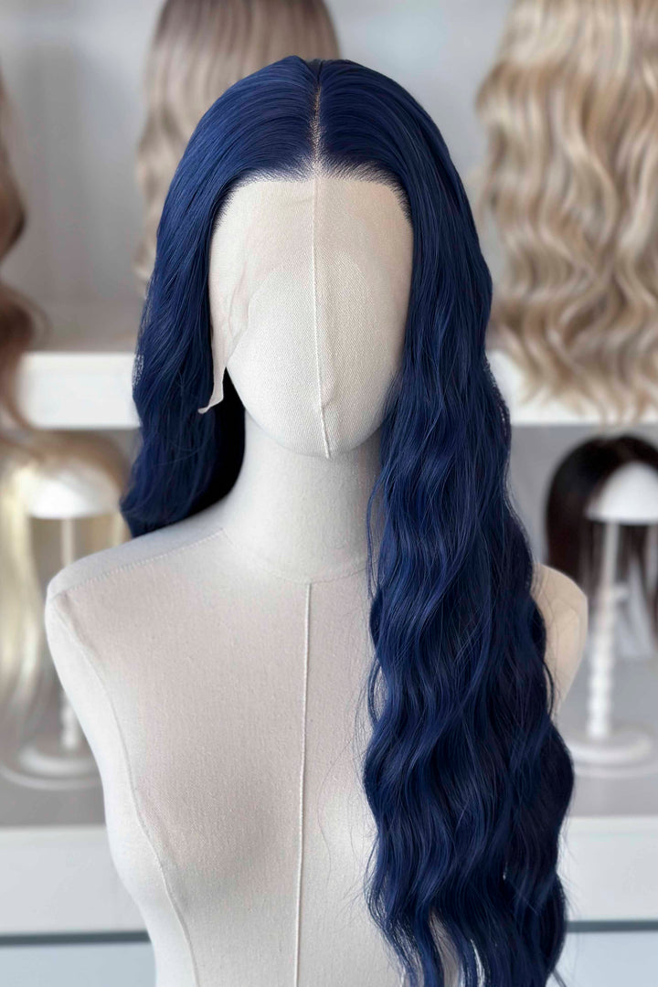 Dark Royal Blue Wavy Lace Front Wig Darcy Zodiac Academy