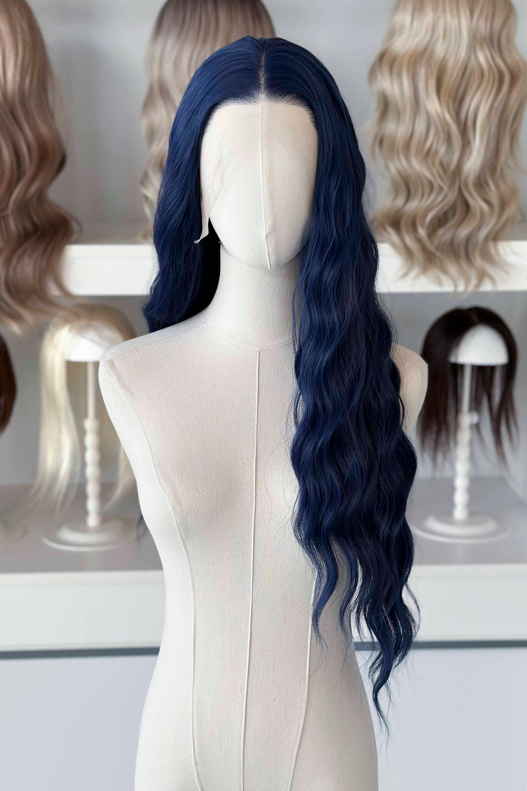 Dark Royal Blue Wavy Lace Front Wig Darcy Zodiac Academy