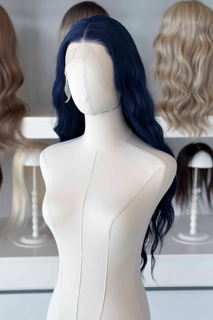 Dark Royal Blue Wavy Lace Front Wig Darcy Zodiac Academy
