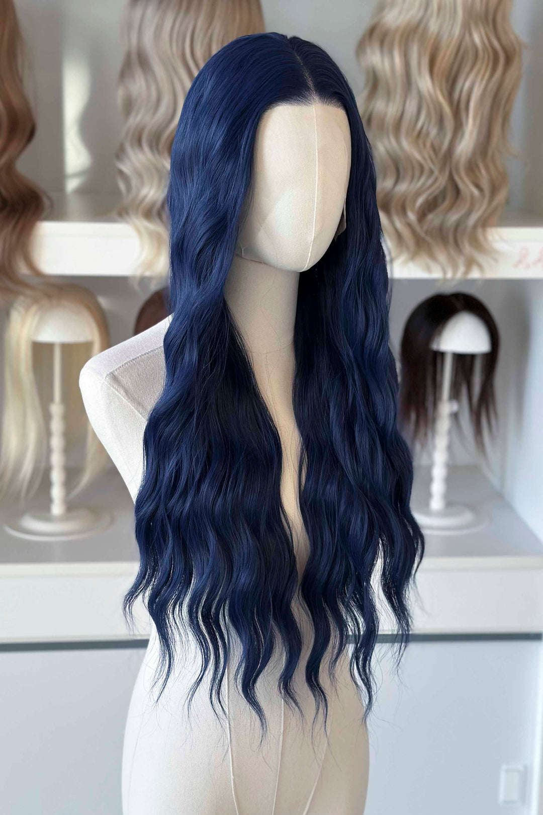 Dark Royal Blue Wavy Lace Front Wig Darcy Zodiac Academy