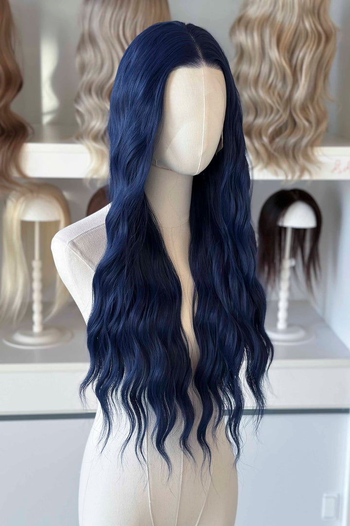 Dark Royal Blue Wavy Lace Front Wig Darcy Zodiac Academy