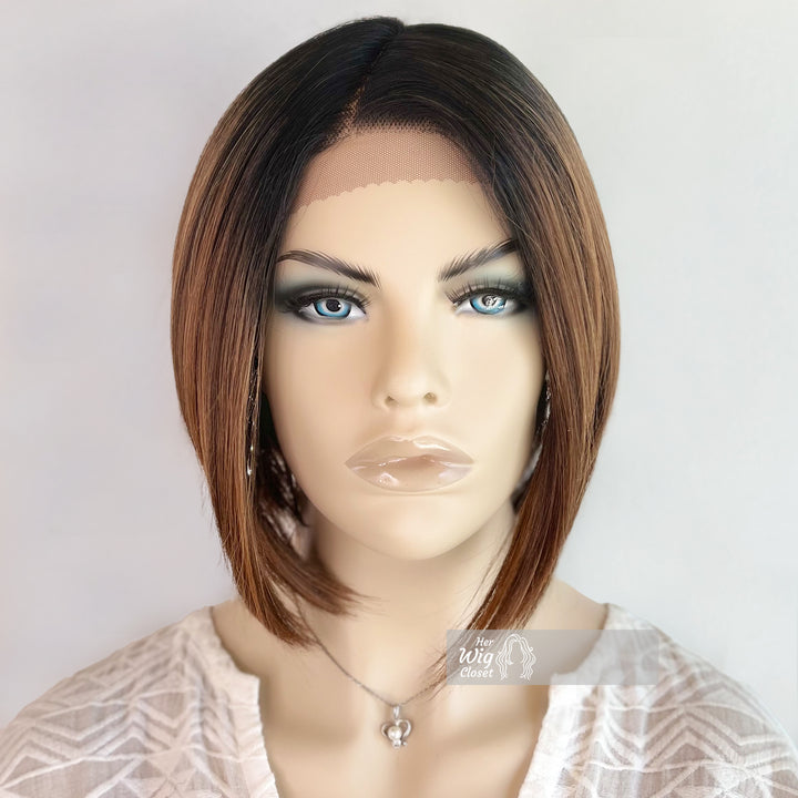 Dark Roots Honey Copper Blonde Ombre Bob Wig | Her Wig Closet | Allie