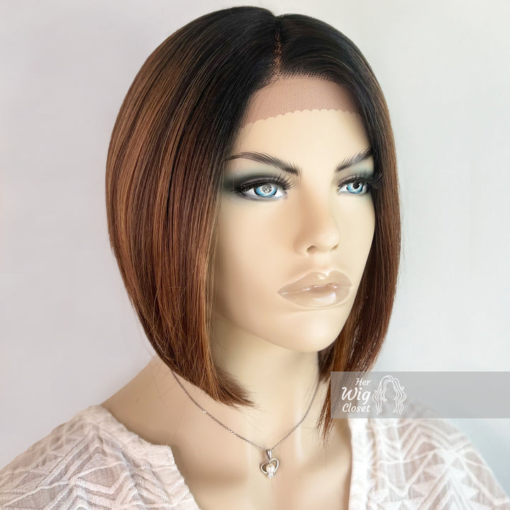 Dark Roots Honey Copper Blonde Ombre Bob Wig | Her Wig Closet | Allie