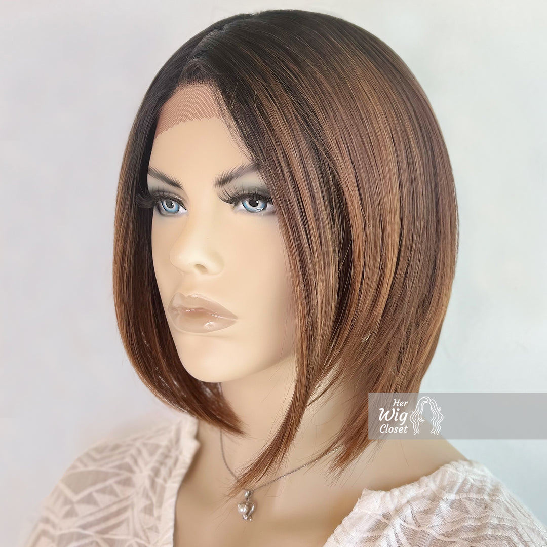 Dark Roots Honey Copper Blonde Ombre Bob Wig | Her Wig Closet | Allie