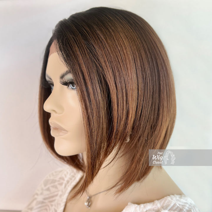 Dark Roots Honey Copper Blonde Ombre Bob Wig | Her Wig Closet | Allie