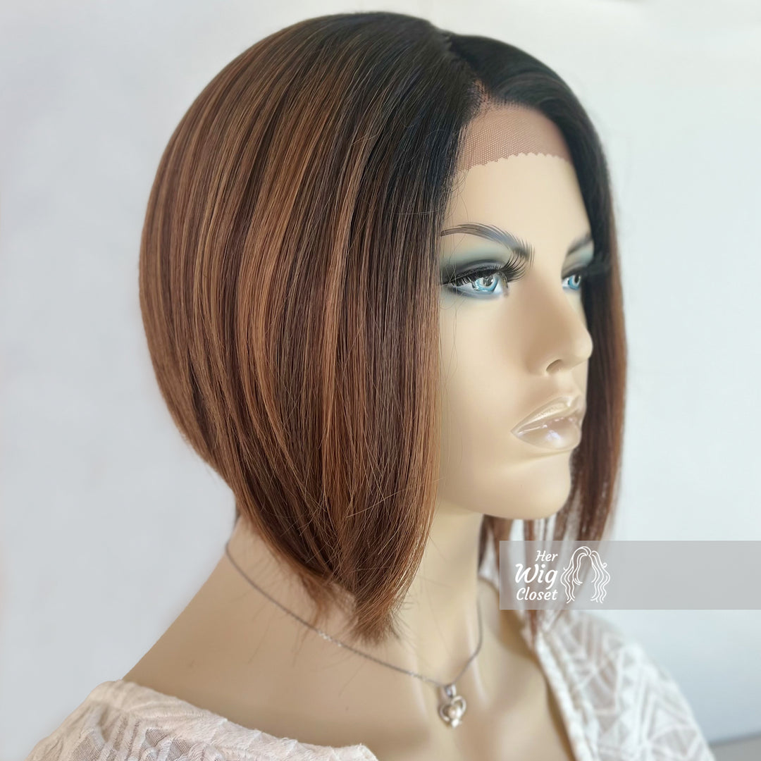 Dark Roots Honey Copper Blonde Ombre Bob Wig | Her Wig Closet | Allie