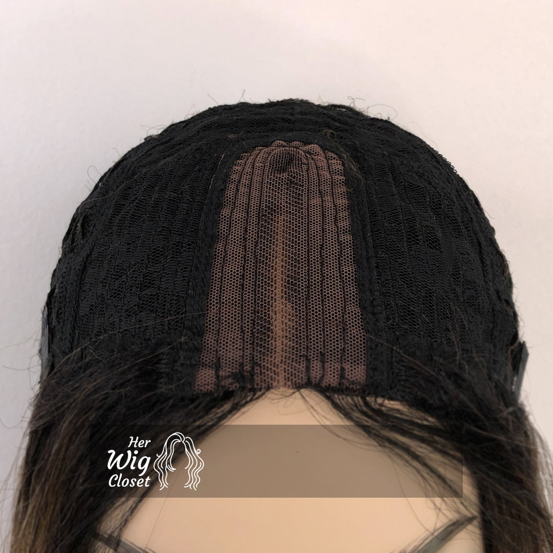 Dark Brown Copper Blonde Ombre Wavy Lace Wig 12" | Alyssa