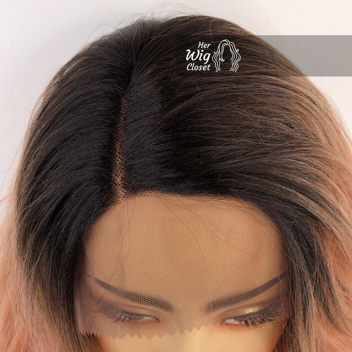 Rose Pink Ombre Wavy Lace Wig 12" | Aster