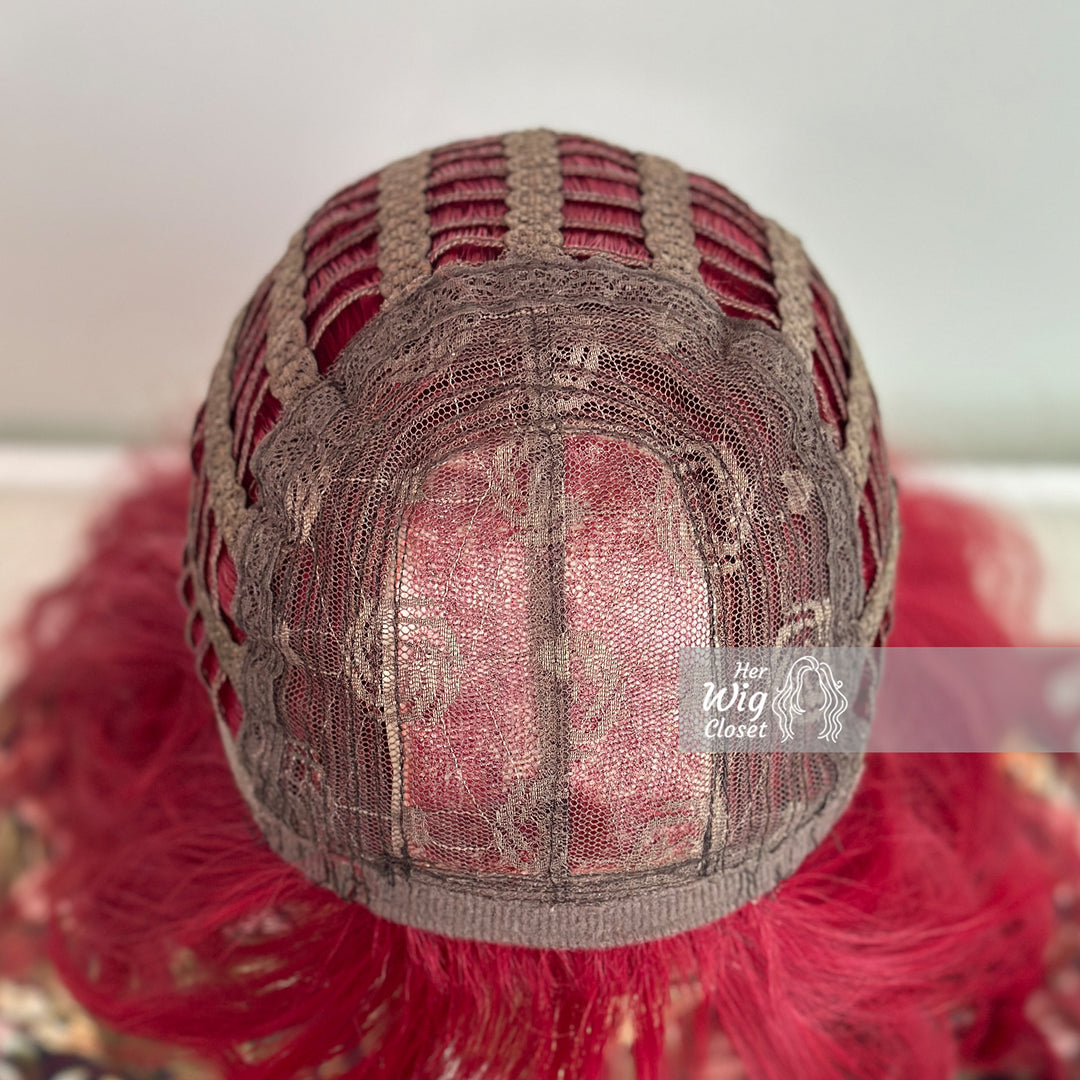 Red Burgendy Wavy Wig with Bangs | Her Wig Closet | Attina