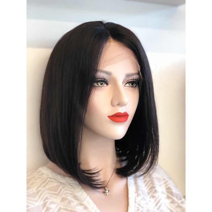 Lace Front Bob Wig Silky Straight Brazilian Straight Virgin Human Hair Unprocessed 180% Density
