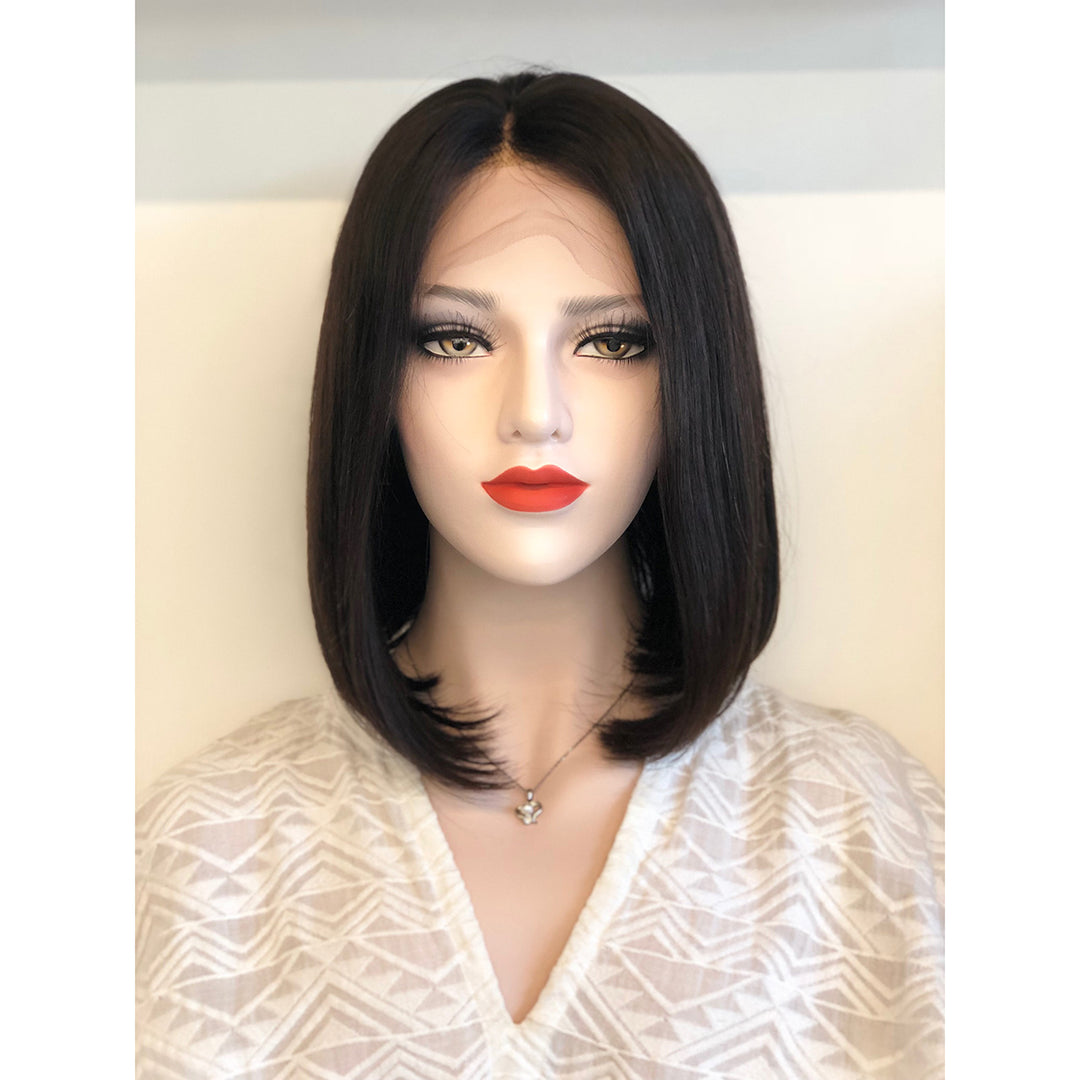 Lace Front Bob Wig Silky Straight Brazilian Straight Virgin Human Hair Unprocessed 180% Density