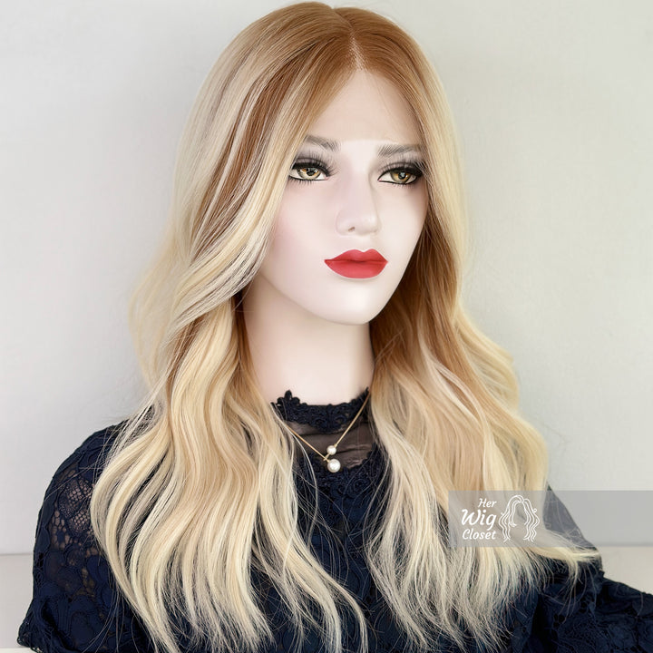 Ash Blonde Balayage Ombre Wavy Middle Part Lace Wig | Her Wig Closet | Chelsea