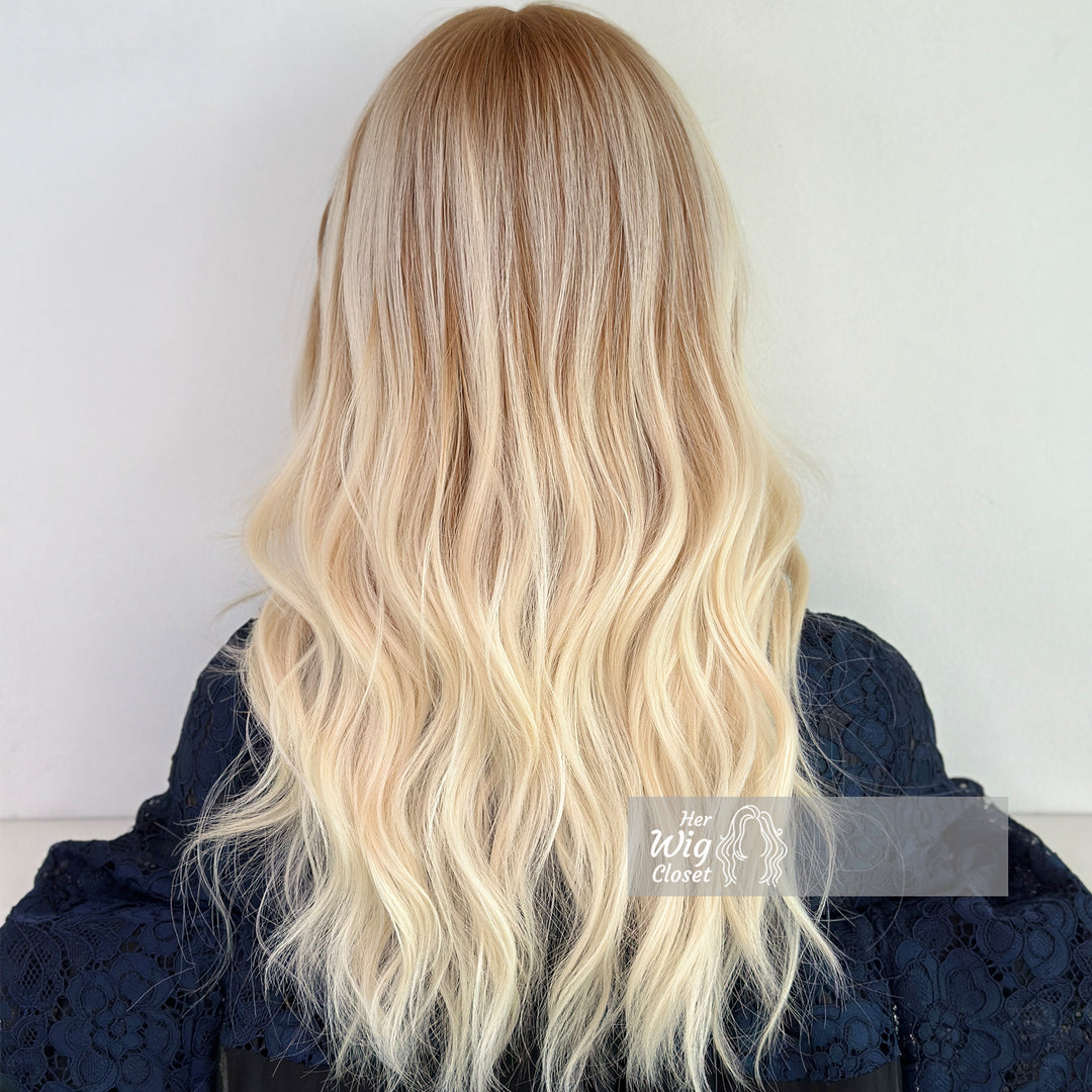 Ash Blonde Balayage Ombre Wavy Middle Part Lace Wig | Her Wig Closet | Chelsea