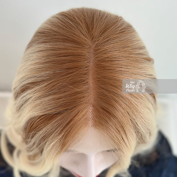 Ash Blonde Balayage Ombre Wavy Middle Part Lace Wig | Her Wig Closet | Chelsea