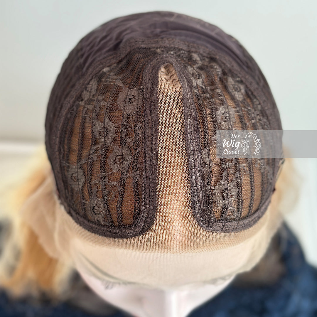 Ash Blonde Balayage Ombre Wavy Middle Part Lace Wig | Her Wig Closet | Chelsea
