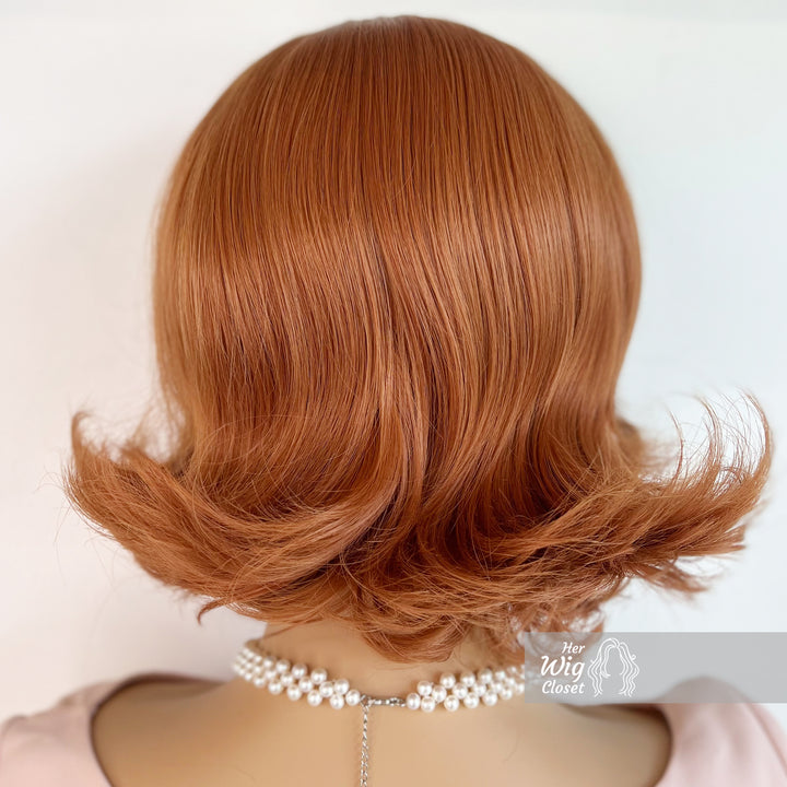Copper Red Orange Wavy Side Parting Small Lace Wig | Dee