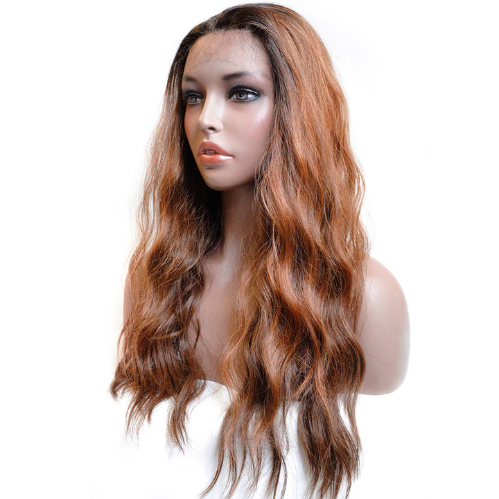 Elaine | Brown/Red Wavy Lace Front Wig 24"