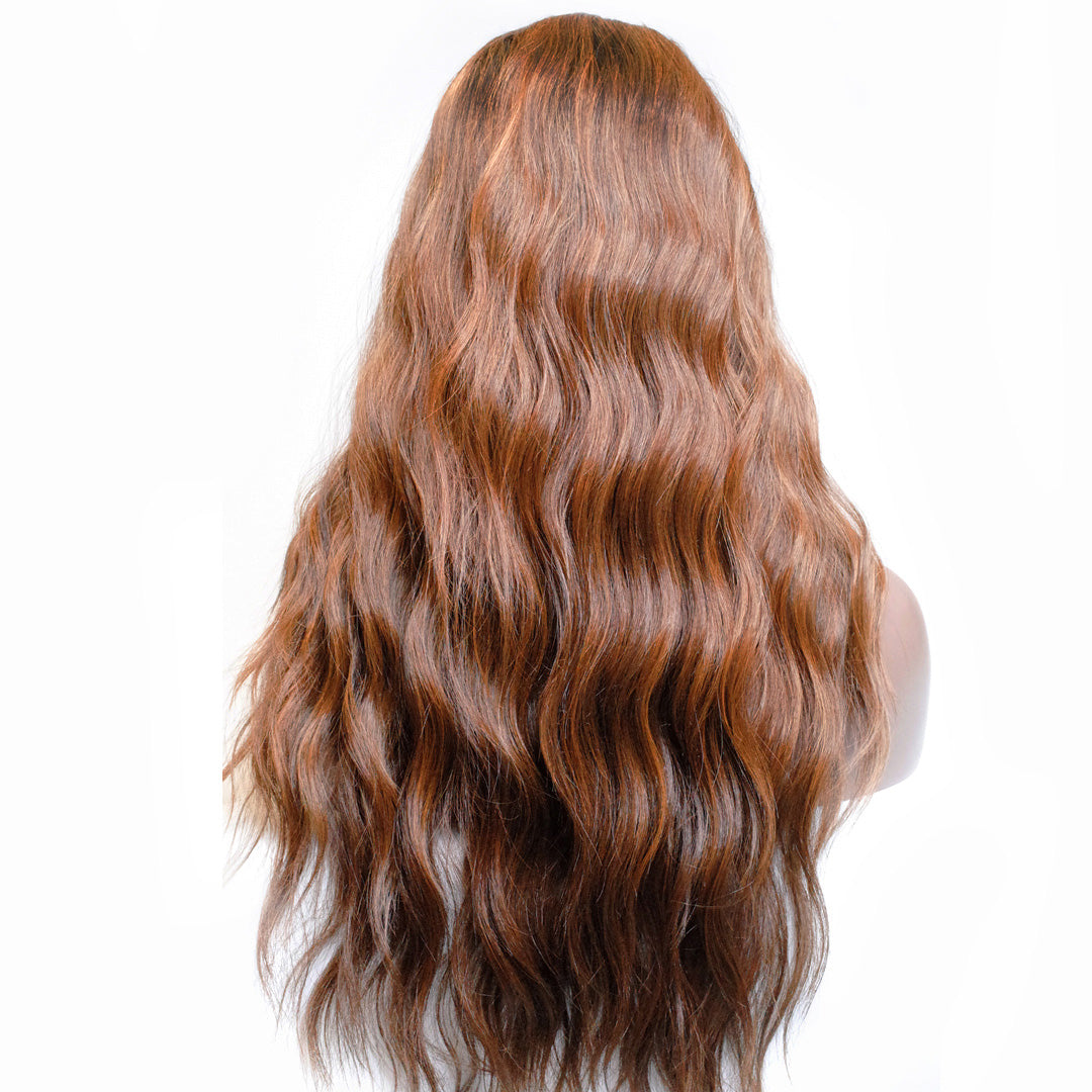Elaine | Brown/Red Wavy Lace Front Wig 24"