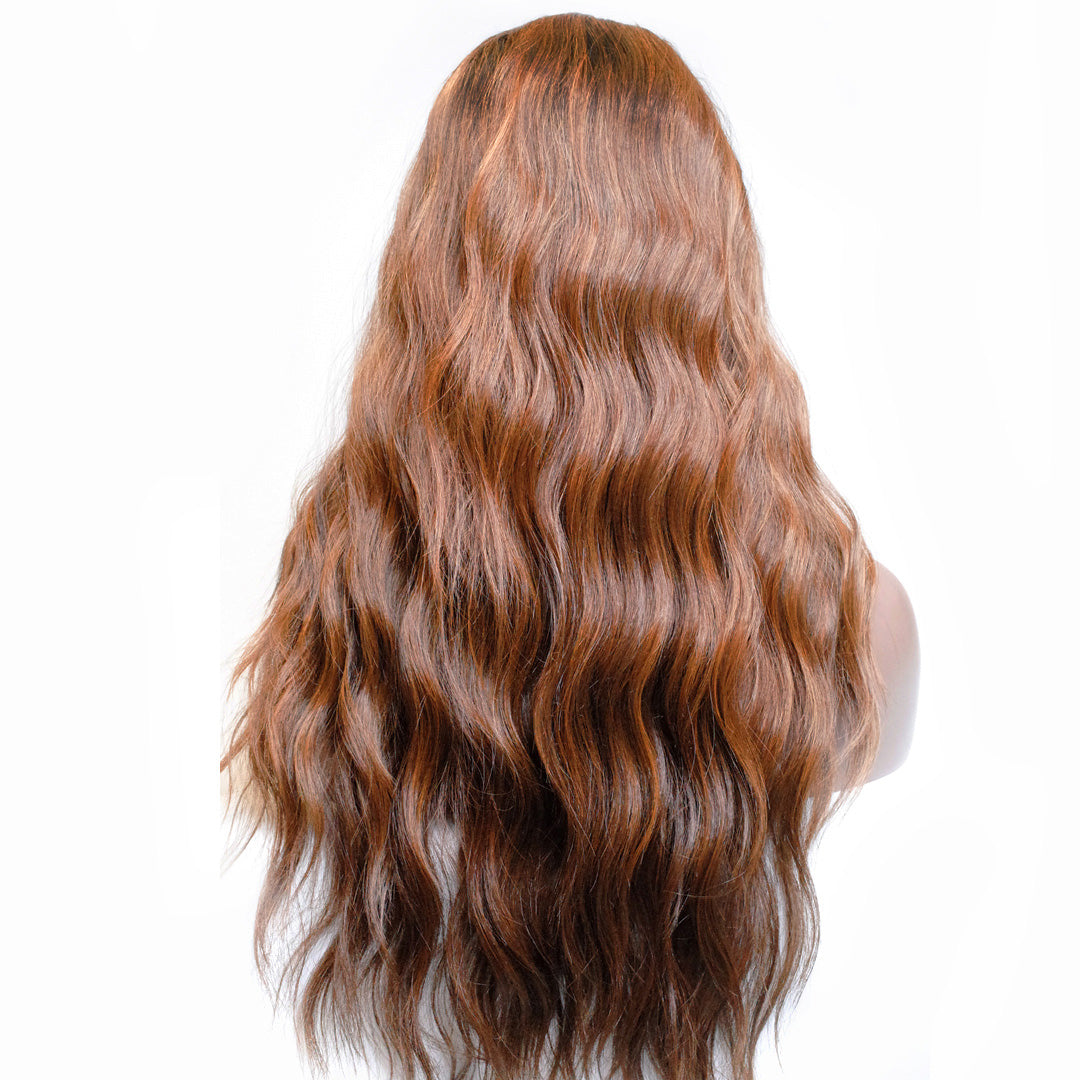 Elaine | Brown/Red Wavy Lace Front Wig 24"