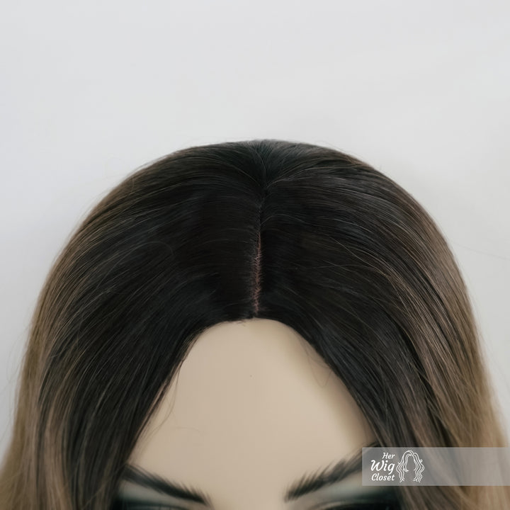 Dark Roots Ashy Brown Ombre Wavy Wig | Esther