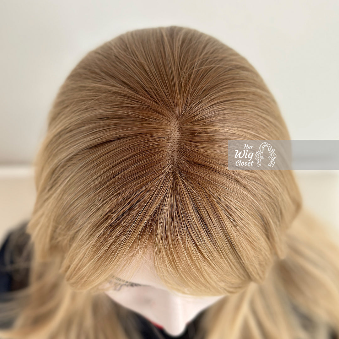 Ash Blonde Ombre Straight Wig with Bangs | Her Wig Closet | Ginevra