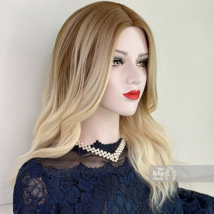 Dark Roots Ash Blonde Ombre Wavy Wig | Her Wig Closet | Isabella